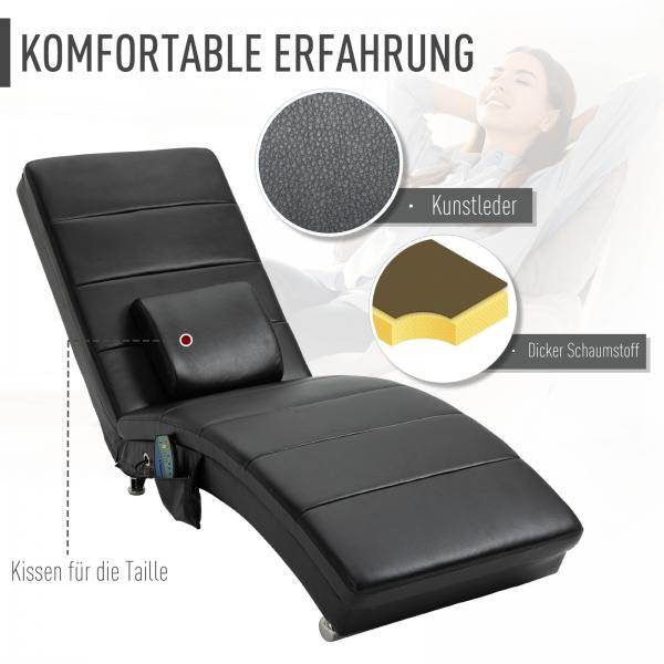 Liegesessel Fernsehsessel mit Zero-G Lounge Kunstleder Massage MDF Metall Schwarz