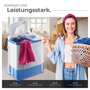 Mini-Waschmaschine 4,5 kg mit Wäscheschleuder 3,5 kg