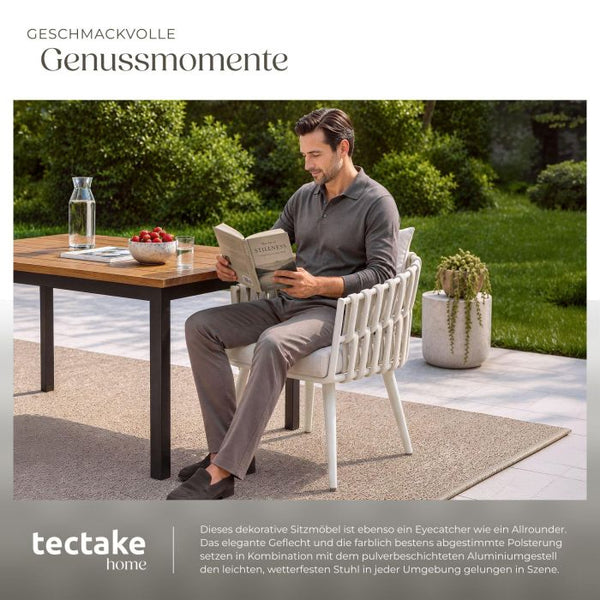 Gartenstuhl Lugano Rope-Design Aluminium beige, 1 Stück