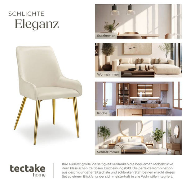 Polsterstuhl Avane, Samtoptik, Belastbarkeit 120 kg beige 4er Set