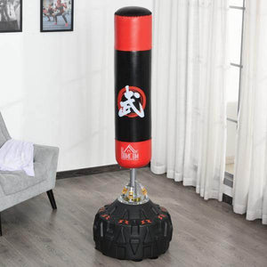 Standboxsack Erwachsene Freistehender Boxtrainingsgerät mit Saugfuss Schwarz+Rot
