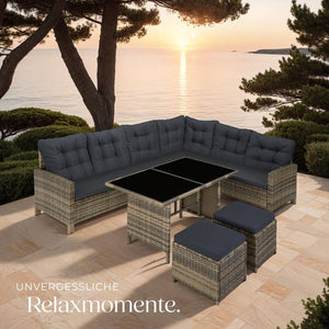 Rattan Lounge Barletta natur/dunkelgrau