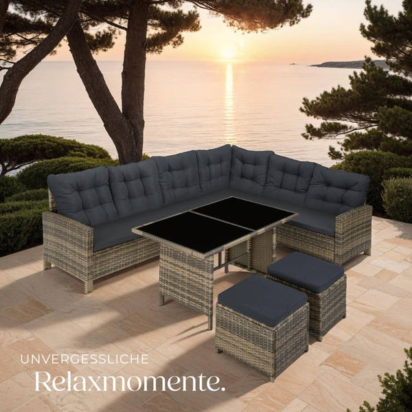 Rattan Lounge Barletta natur/dunkelgrau