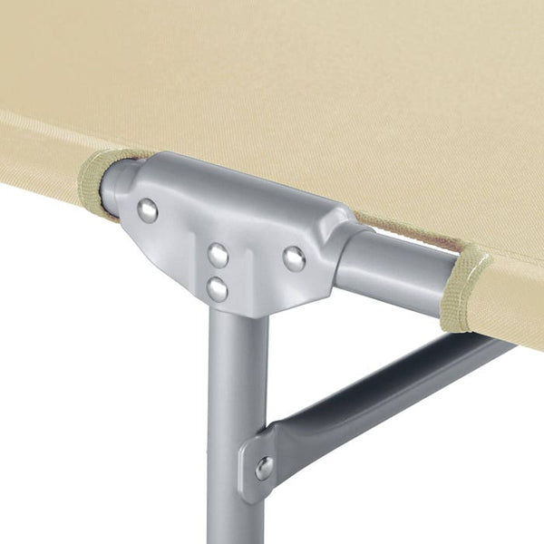 2 lettini da giardino, 4 livelli, con poggiatesta, beige