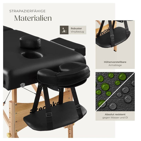 Lettino da massaggio con imbottitura da 7,5 cm, nero