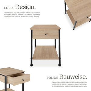 Nachttisch Bradford 40x40x55,5cm Industrial Holz hell, Eiche Sonoma