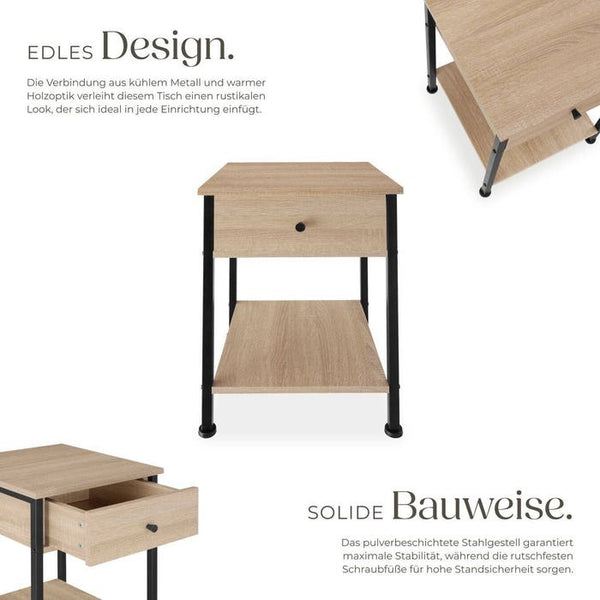 Nachttisch Bradford 40x40x55,5cm Industrial Holz hell, Eiche Sonoma