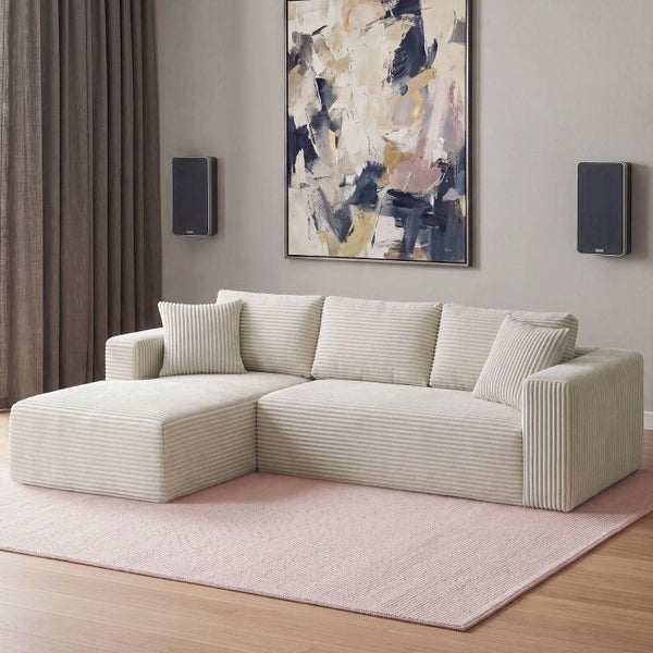 Sofa Relax Boneless L-Form Samtcord beige