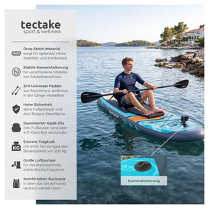 Stand-Up Paddle Board 2in1 Palagios türkis/orange 288 cm mit Kamerahalterung
