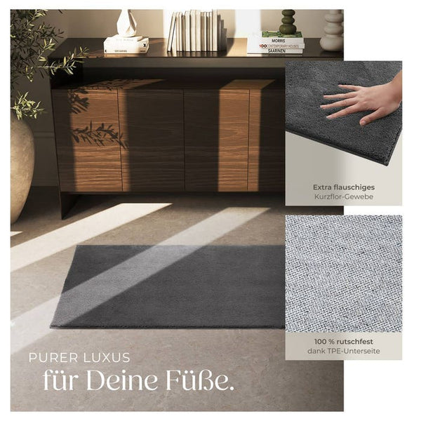Tapis à poils courts Soft Zone anthracite 80 x 150 cm 