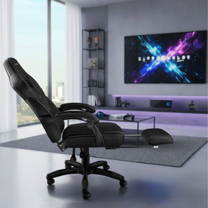Racing office chair Comodo with footrest, black/black