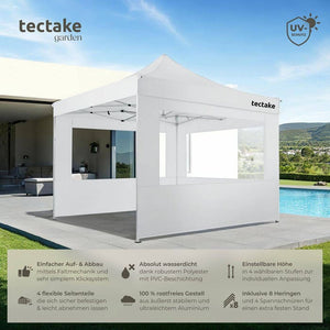 Faltbarer Garten Pavillon 3x3m mit 4 Seitenteilen weiss