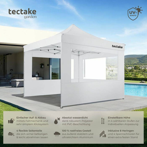 Faltbarer Garten Pavillon 3x3m mit 4 Seitenteilen weiss
