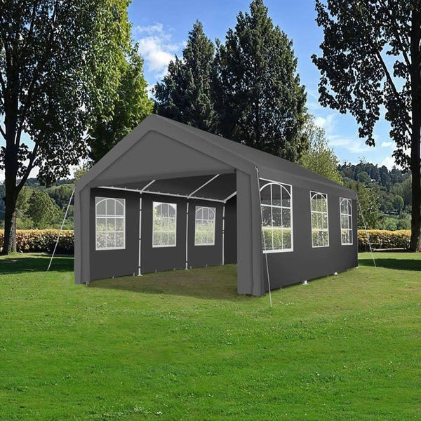 Garten Pavillon 6x4m mit 4 Seitenteilen grau