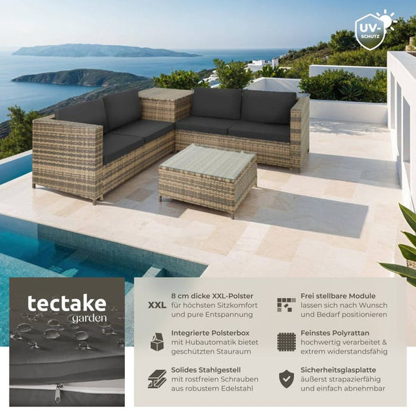 Rattan Lounge Siena natur/dunkelgrau