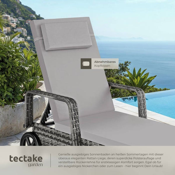 Rattan Sonnenliege grau/hellgrau