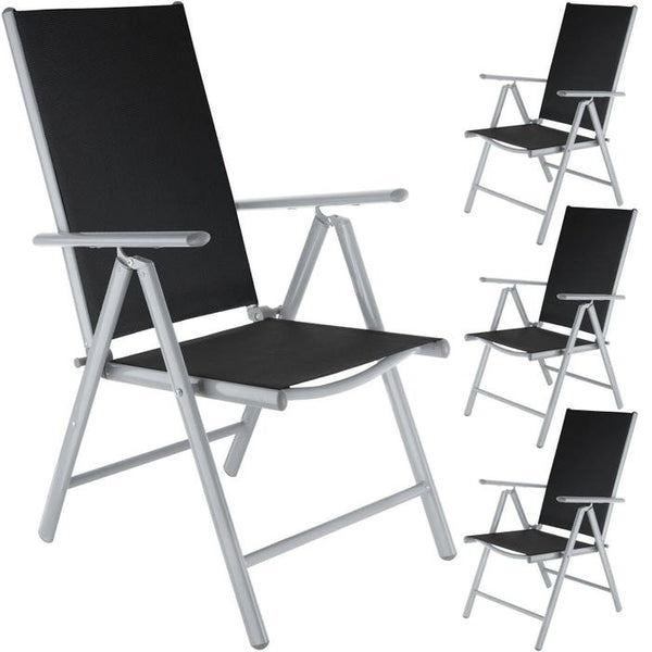 4 Aluminium Gartenstühle, schwarz/silber