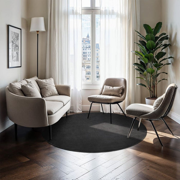 Tapis à poils courts Soft Zone anthracite Ø 120 cm 