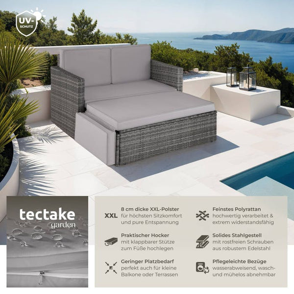 Rattan Lounge Korfu, grau