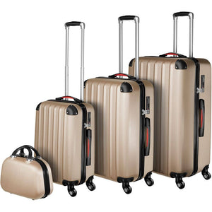 Hartschalenkoffer und Beauty-Case Set 4-tlg. Champagner
