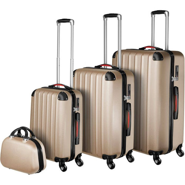 Hartschalenkoffer und Beauty-Case Set 4-tlg. Champagner