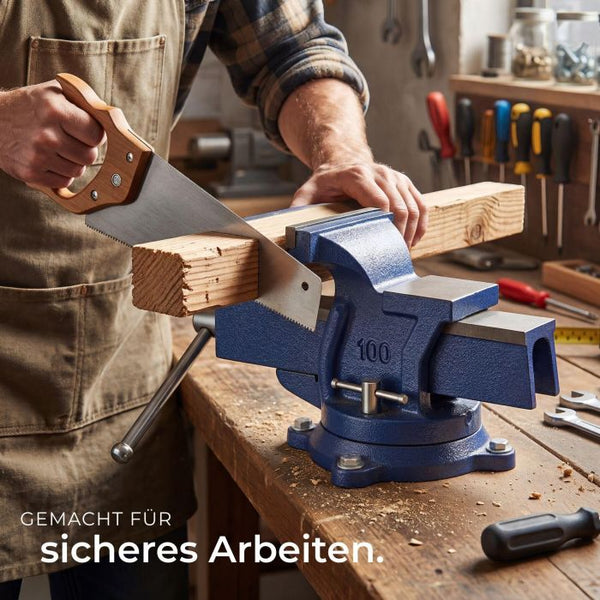 Schraubstock mit Amboss 360° drehbar Gusseisen blau 125 mm