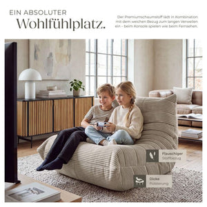 Relaxsessel Logo Premiumschaumstoff Samtcord beige