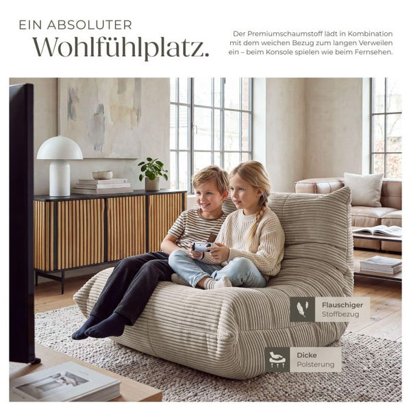 Relaxsessel Logo Premiumschaumstoff Samtcord beige