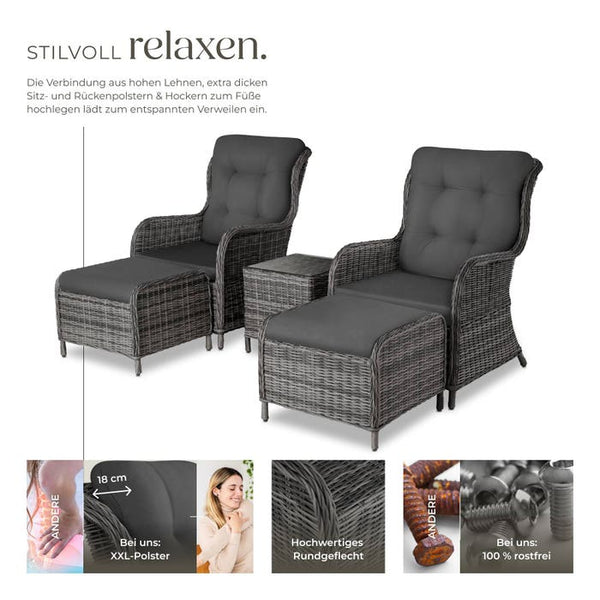 Rattan Sitzgruppe Benissa grau-meliert/grau