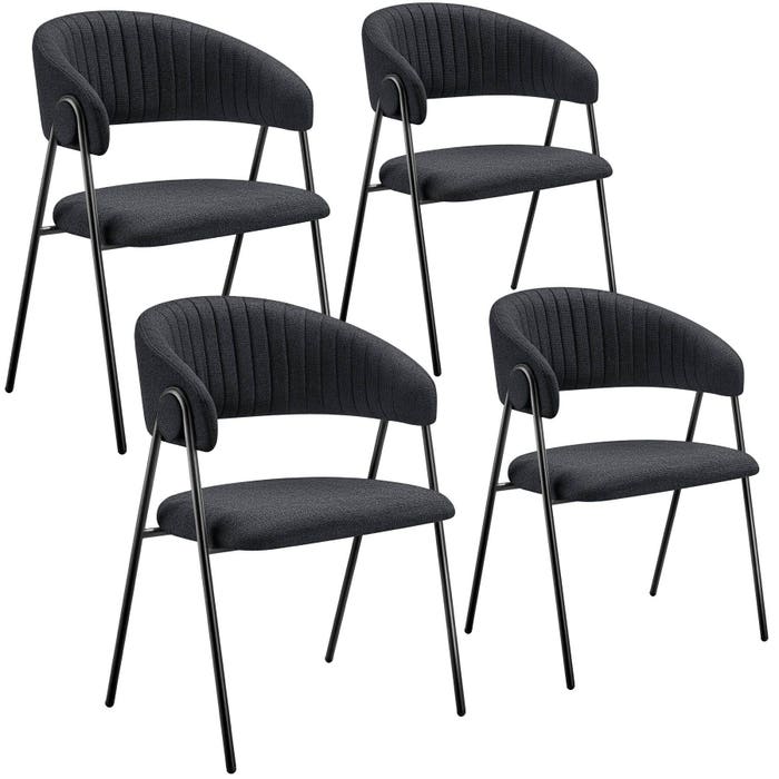Fauteuil Bedano, noir, lot de 4