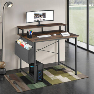 Schreibtisch mit Ablage und Stofftasche Industrial dunkelbraun 120 cm