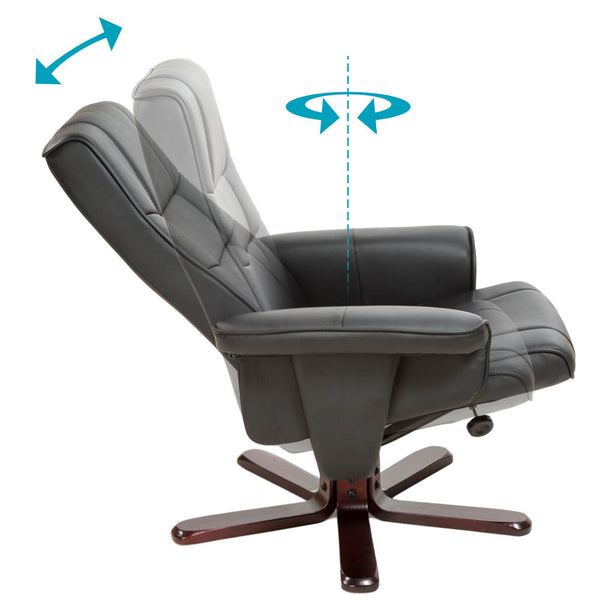 TV Fernsehsessel mit Hocker, schwarz/braun