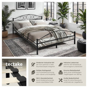 Metallbett mit Lattenrost im romantischen Design schwarz/schwarz 200 x 140 cm