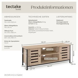 TV-Board Carlow Industrial Holz hell, Eiche Sonoma