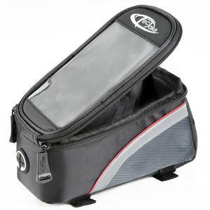 Fahrradtasche mit Rahmen-Befestigung für Smartphones schwarz/grau/rot 20 x 9,5 x 10 cm