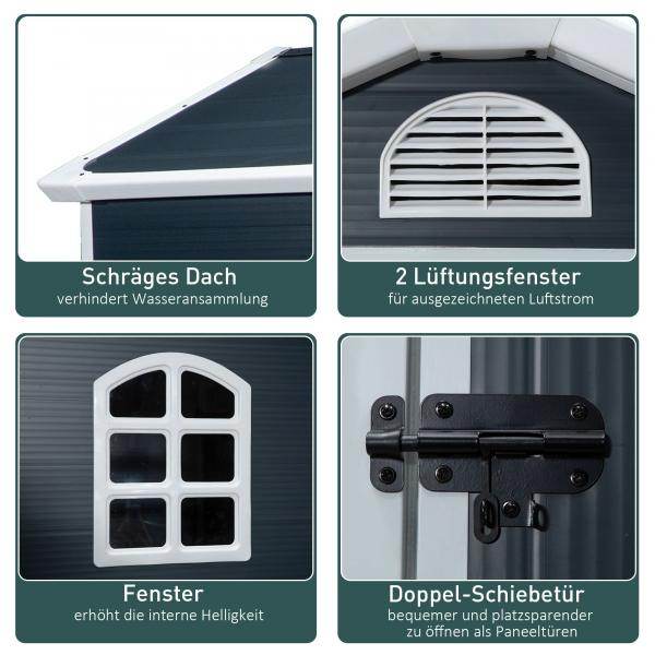 Gerätehaus Geräteschuppen PP Metall Grau