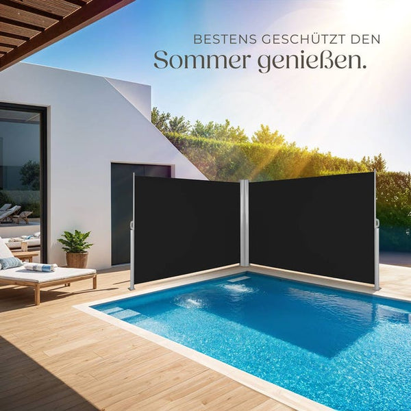 Aluminium Doppel Seitenmarkise schwarz 160 x 600 cm