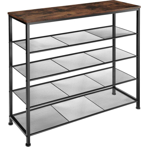 Schuhregal Sheffield Industrial Holz dunkel, rustikal