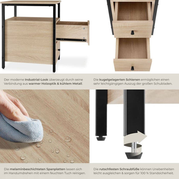 Nachttisch Tullamore Industrial Holz hell, Eiche Sonoma