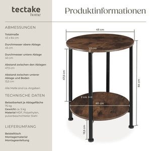 Beistelltisch Ballina Industrial Holz dunkel, rustikal