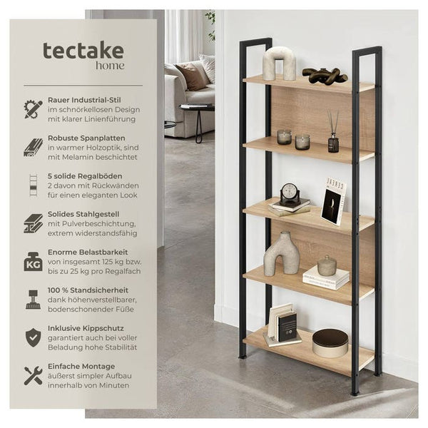 Scaffale Westport 62x24x165,5cm Legno chiaro industriale, rovere Sonoma