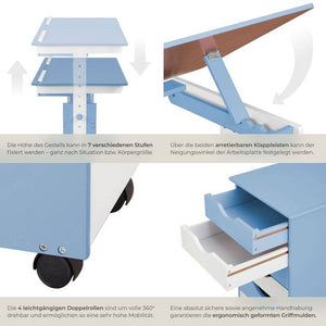 Kinderschreibtisch und Rollcontainer, blau