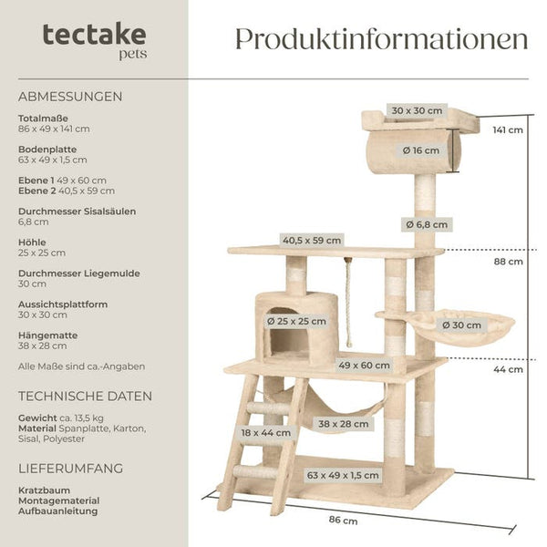 Kratzbaum Stokeley 141cm beige