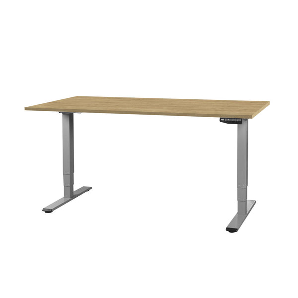 CONTINI höhenverstellbarer Bürotisch 1.6x0.8m Eiche / Gestell grau RAL 7045