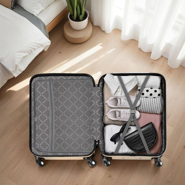 Hartschalenkoffer und Beauty-Case Set 4-tlg. Champagner