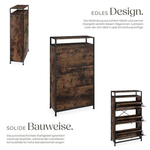 Schuhschrank Braddock Industrial Holz dunkel, rustikal 61 cm