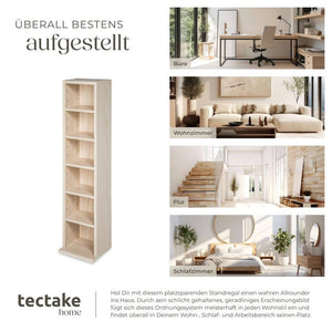 Standregal Medienregal, 6 Fächer, buche
