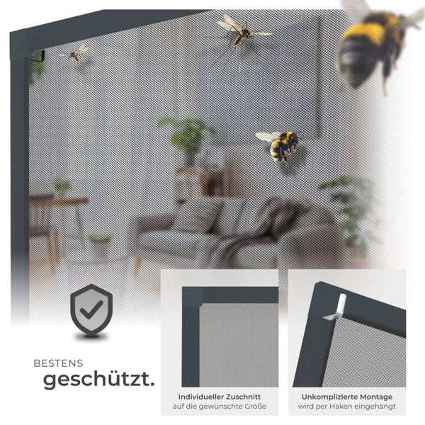 Fliegengitter mit Aluminiumrahmen anthrazit 100 x 120 cm