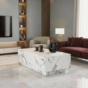 Couchtisch Lasley Marmor Optik weiß 120 x 60 x 35 cm