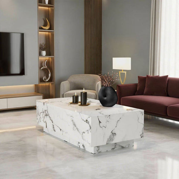 Couchtisch Lasley Marmor Optik weiß 120 x 60 x 35 cm